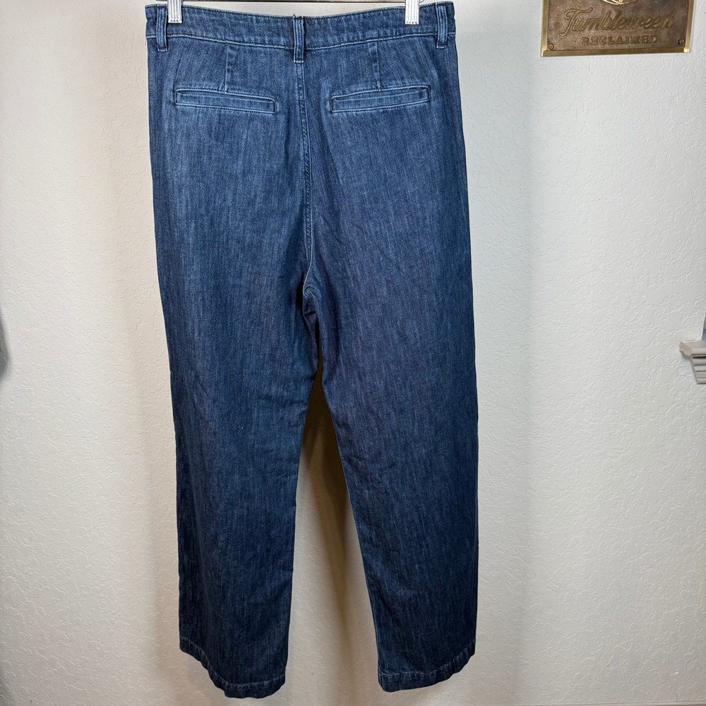 J Crew Wide Leg Denim Pants Blue Pleated Front Size 28‎ - Picture 7 of 9